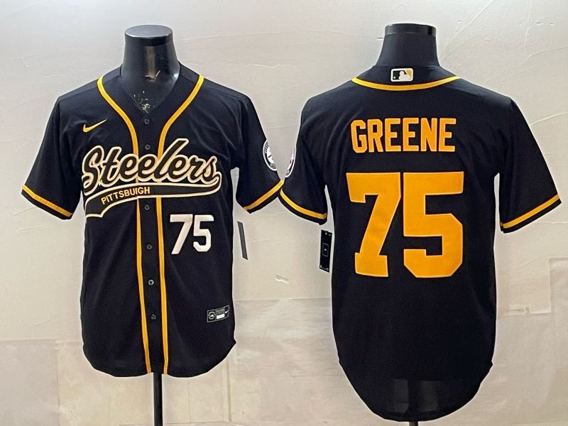 Men 2026 Pittsburgh Steelers #75 Greene Black Joint Name Nike Limited NFL Jersey style 04->pittsburgh steelers->NFL Jersey